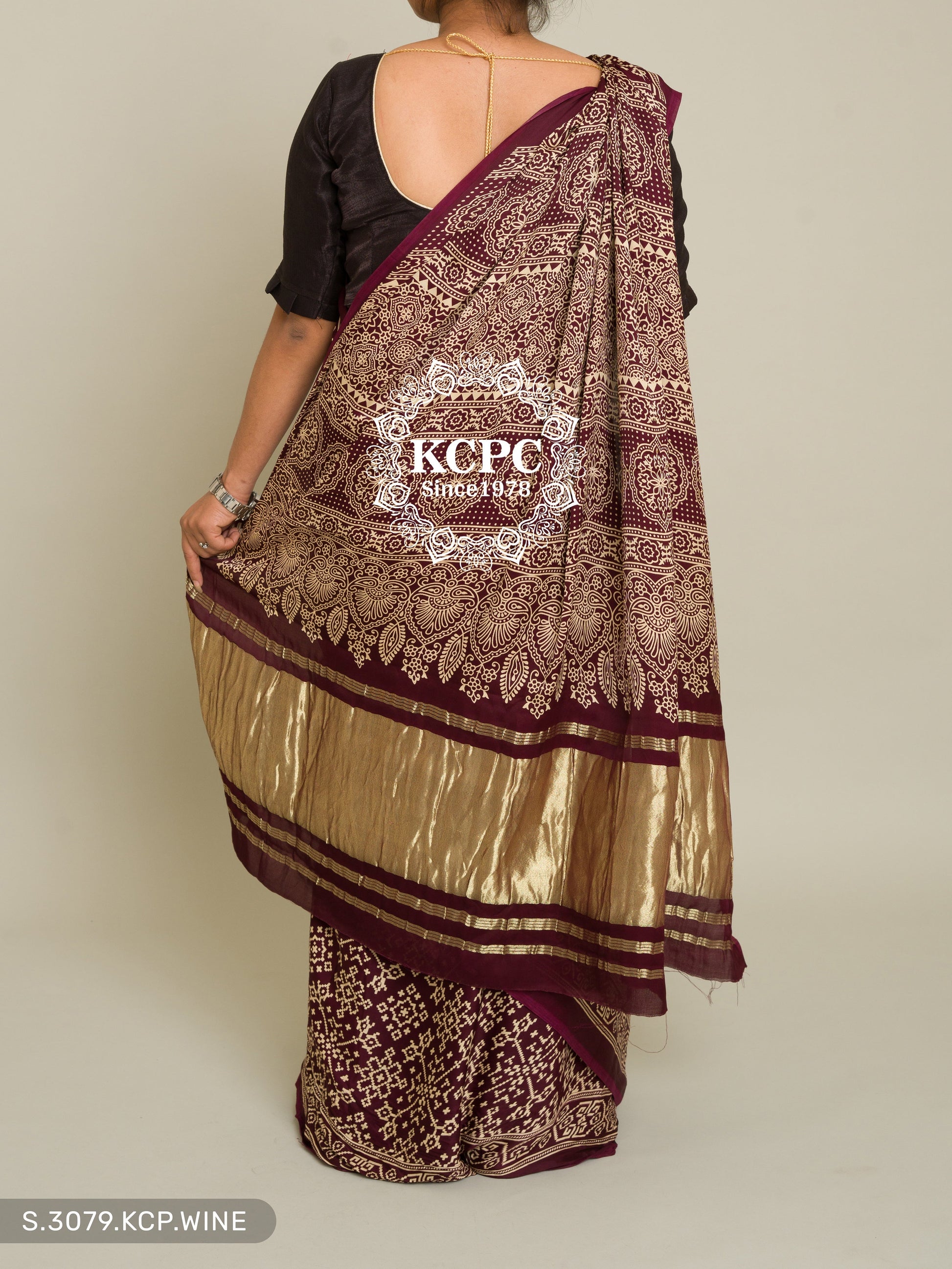 Pure Ajrakh Modal Silk With Patola Style Saree Kcpc Dr Saree