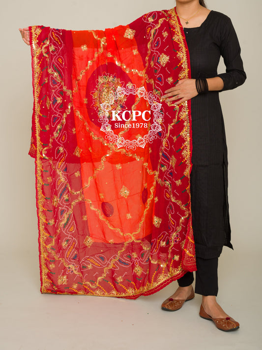 Pure Georgette with Hand bandhej gotaptti border Rajasthani Chunri, KCPC, OR