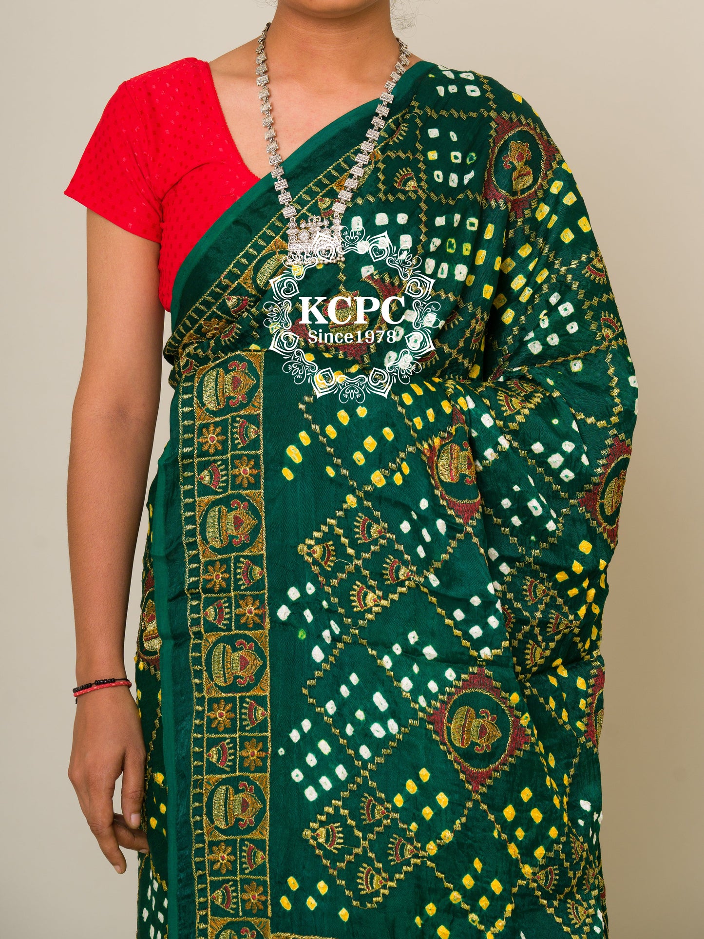 90 gram Sami Gaji Silk Bandhani Saree, With Blouse, DR, KCPC