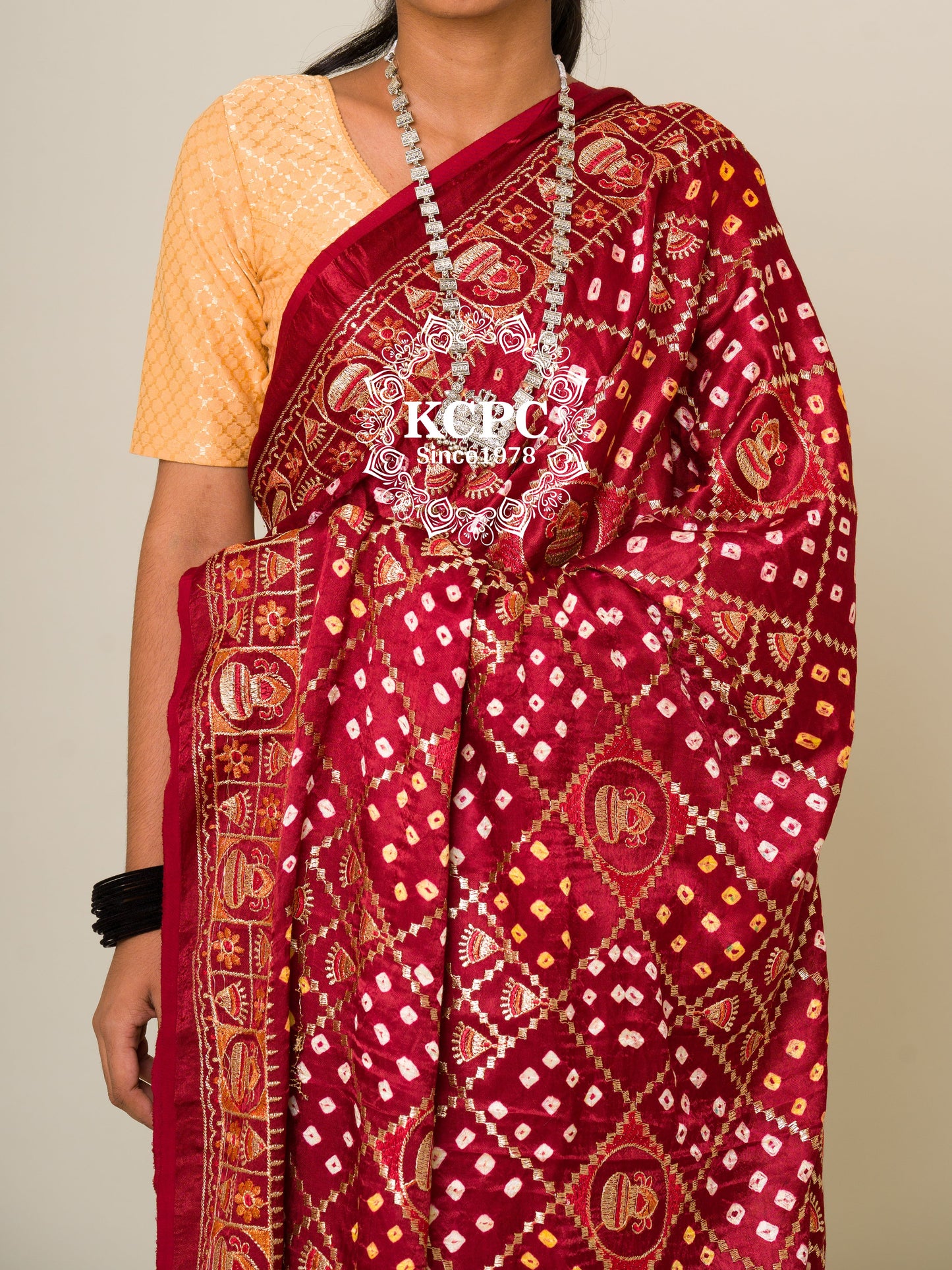 90 gram Sami Gaji Silk Bandhani Saree, With Blouse, DR, KCPC