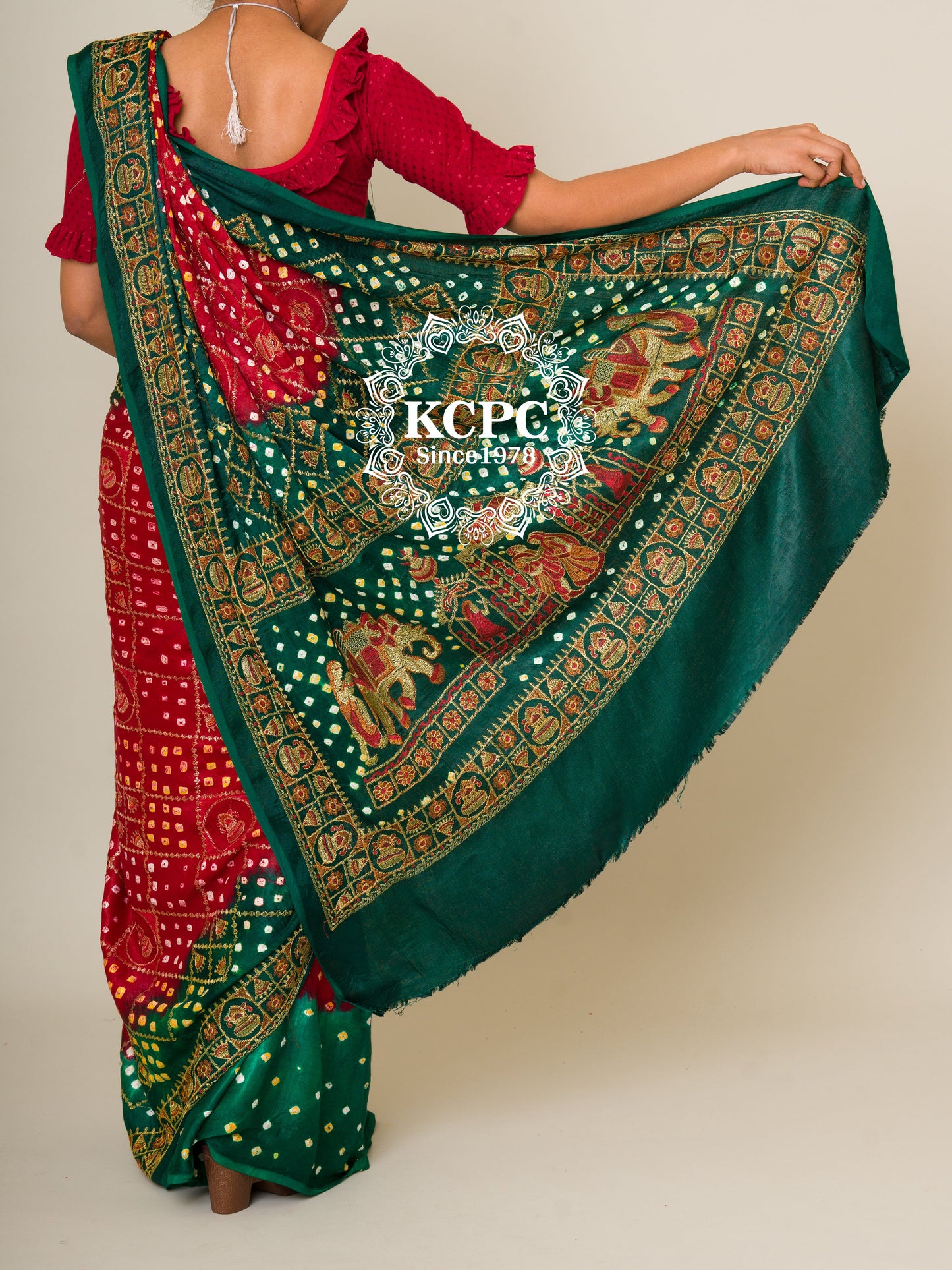 90 gram Sami Gaji Silk Bandhani Saree, With Blouse, DR, KCPC