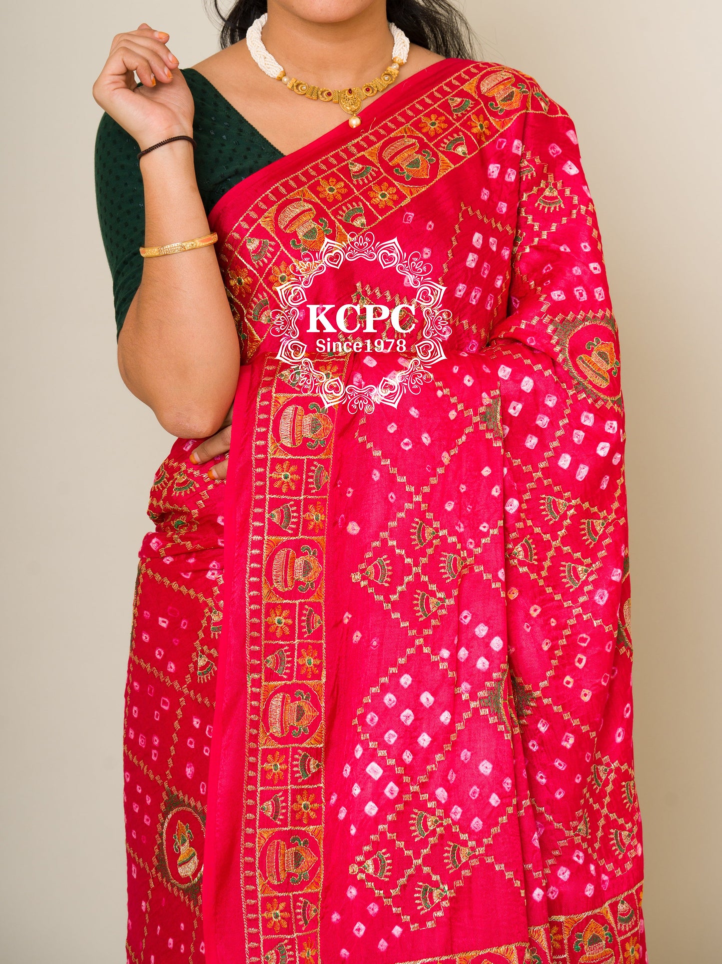 90 gram Sami Gaji Silk Bandhani Saree, With Blouse, DR, KCPC