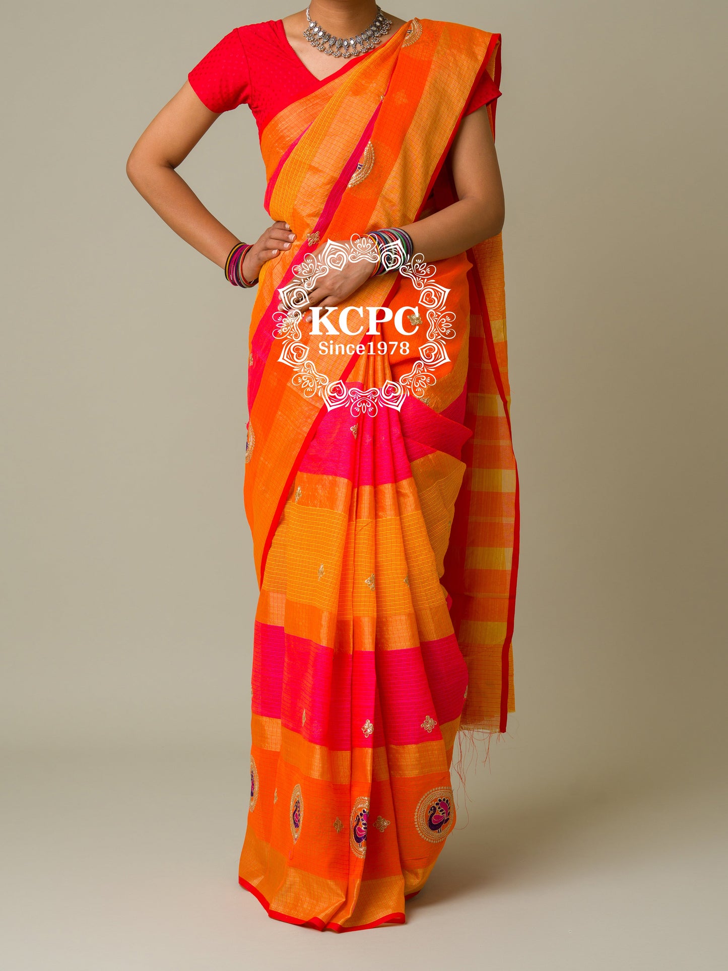 Pure Doria with zari design peacock design saree, KCPC, NR