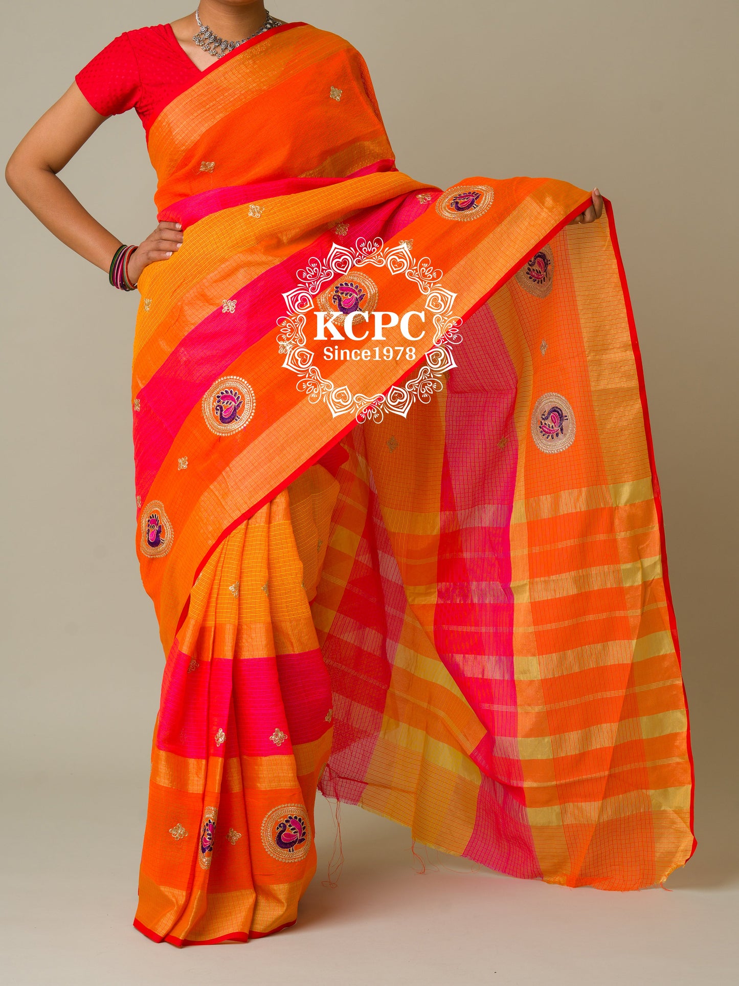 Pure Doria with zari design peacock design saree, KCPC, NR