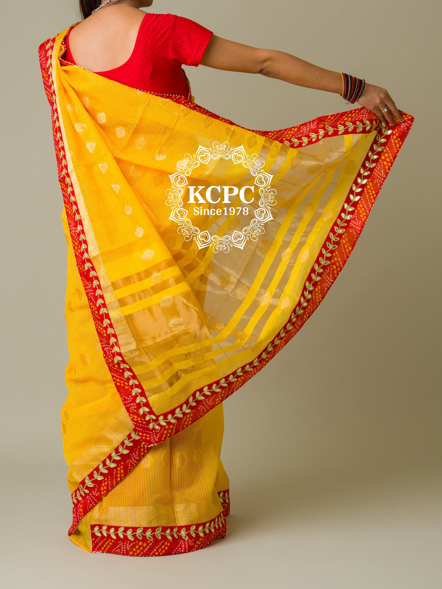 Rajasthani Marwadi Pure Kota Doriya Piliya Banarasi Zari Pallu Saree