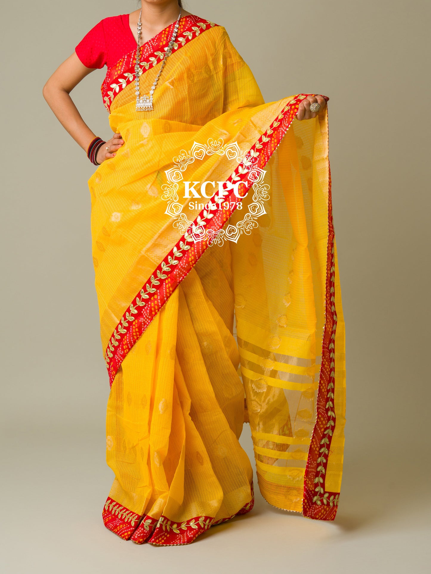 Rajasthani Marwadi Pure Kota Doriya Piliya Banarasi Zari Pallu Saree