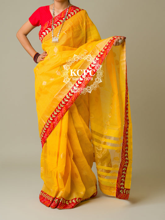 Rajasthani Marwadi Pure Kota Doriya Piliya Banarasi Zari Pallu Saree