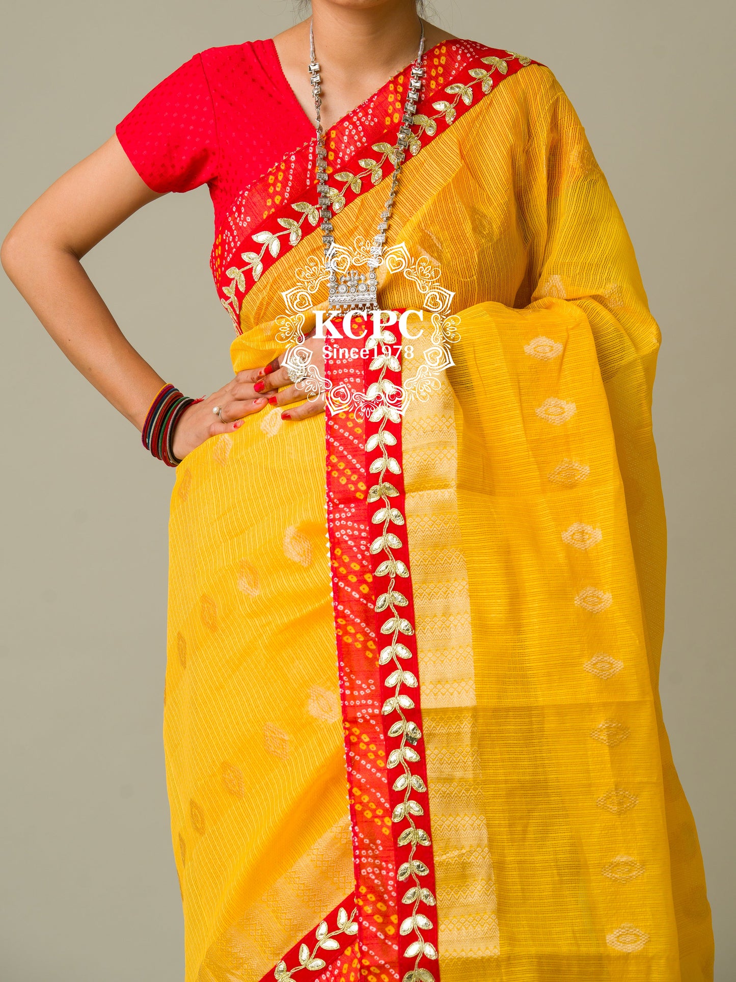 Rajasthani Marwadi Pure Kota Doriya Piliya Banarasi Zari Pallu Saree