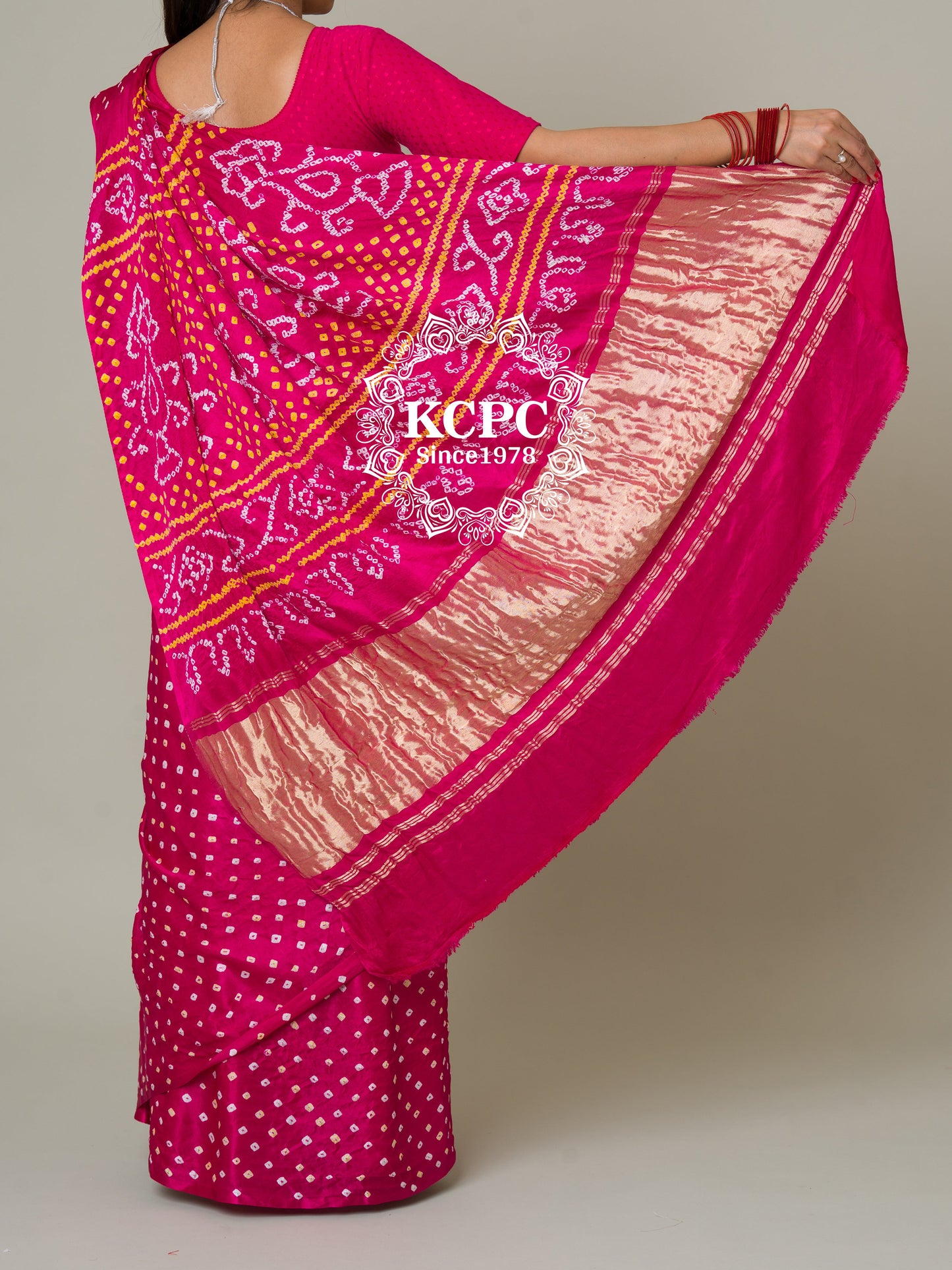 Pure gaji silk rai bandhej ekdana saree