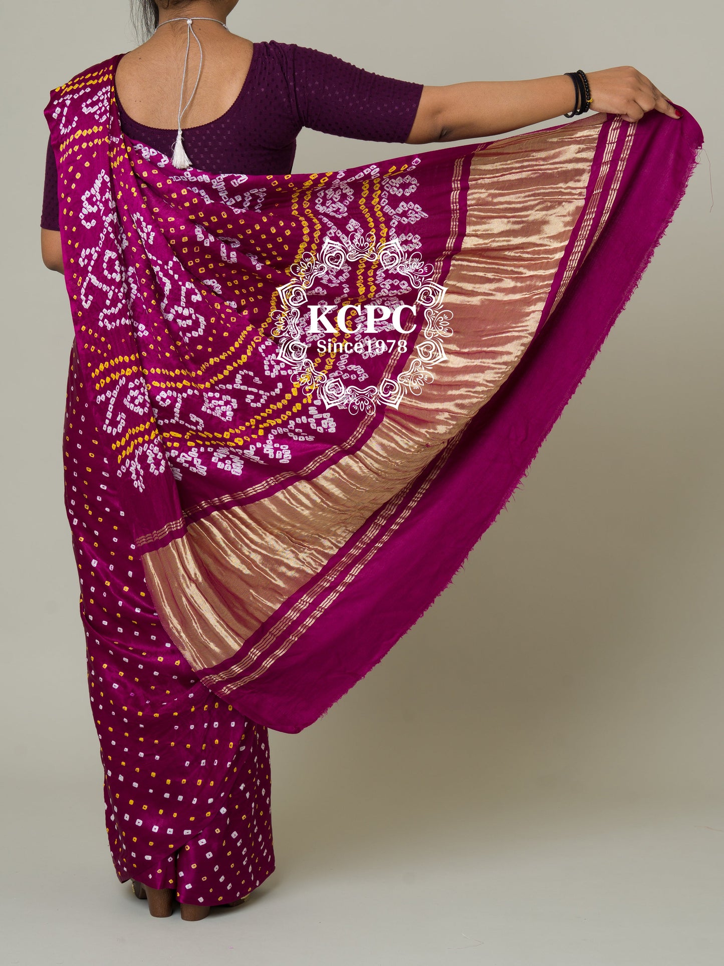 Pure gaji silk rai bandhej ekdana saree