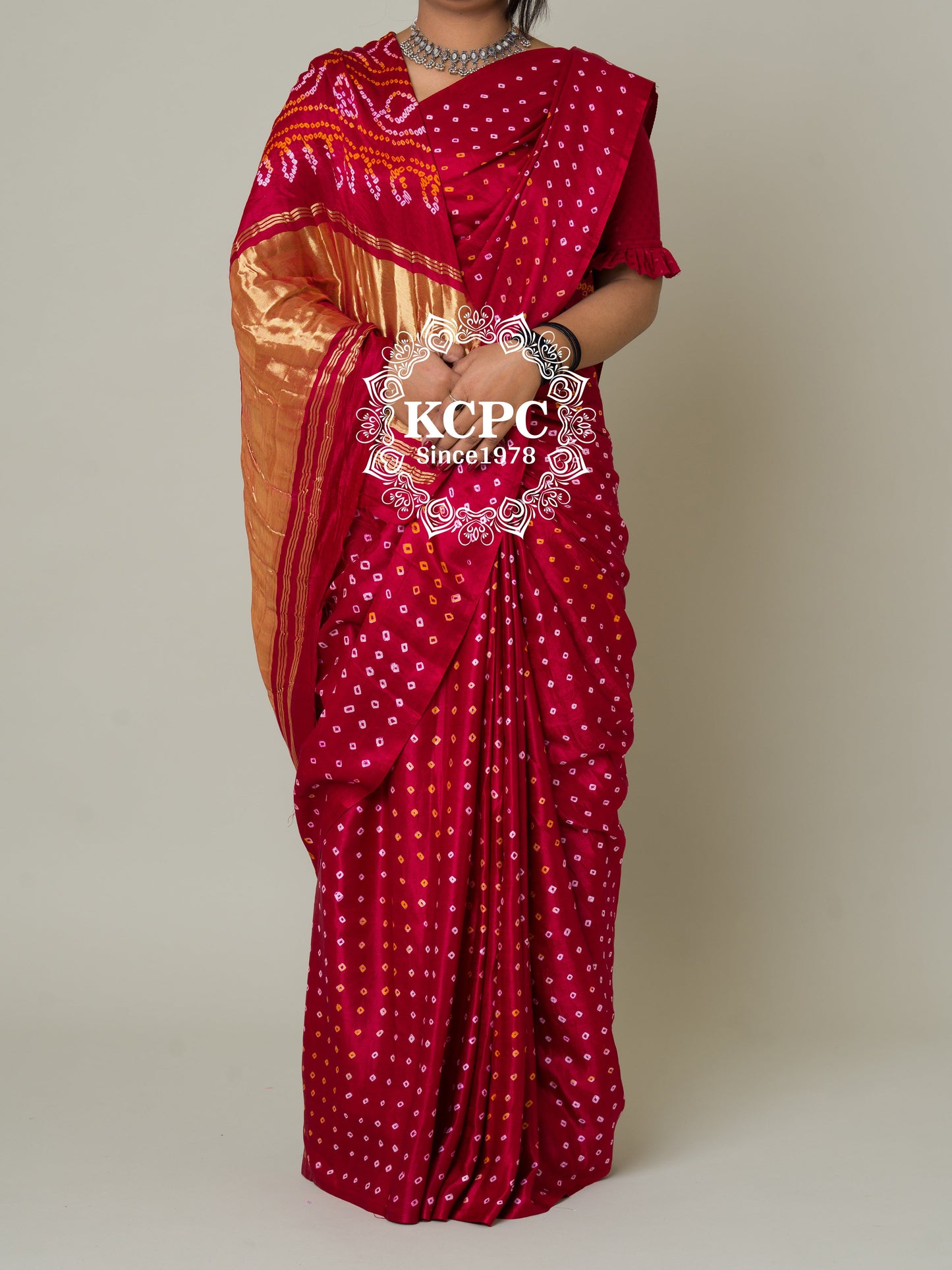 Pure gaji silk rai bandhej ekdana saree