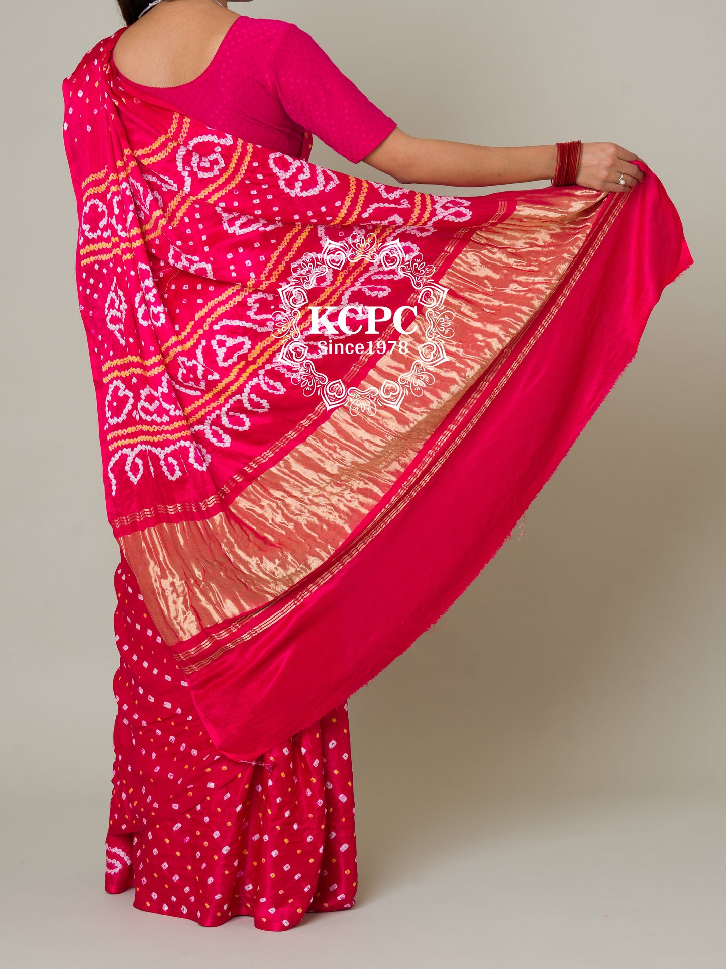 Pure gaji silk rai bandhej ekdana saree