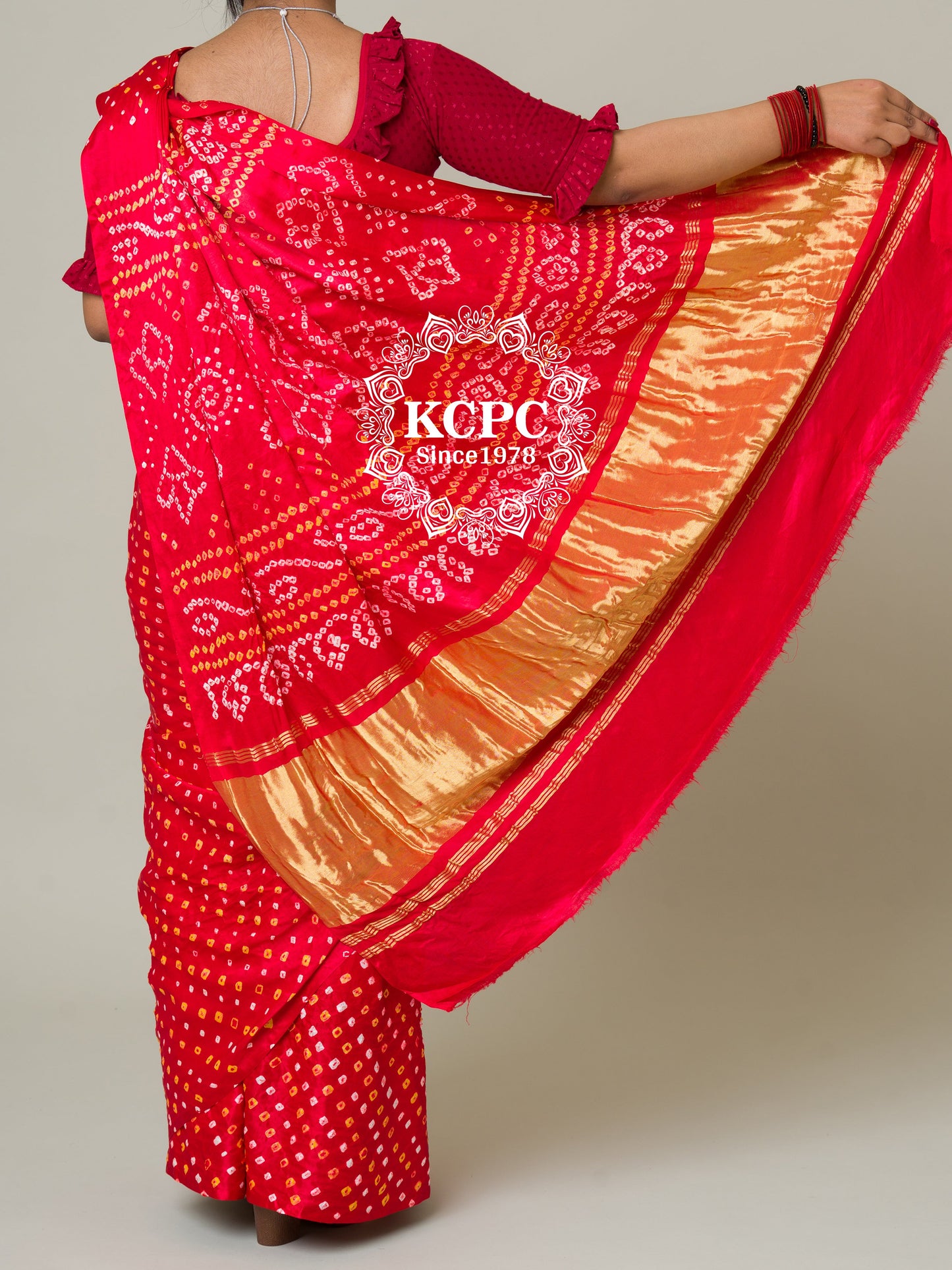 Pure gaji silk rai bandhej ekdana saree