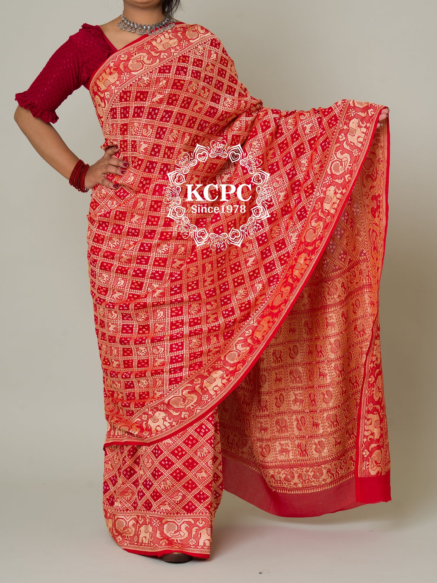 Pure khadi Georgette neemzari upada zangla saree