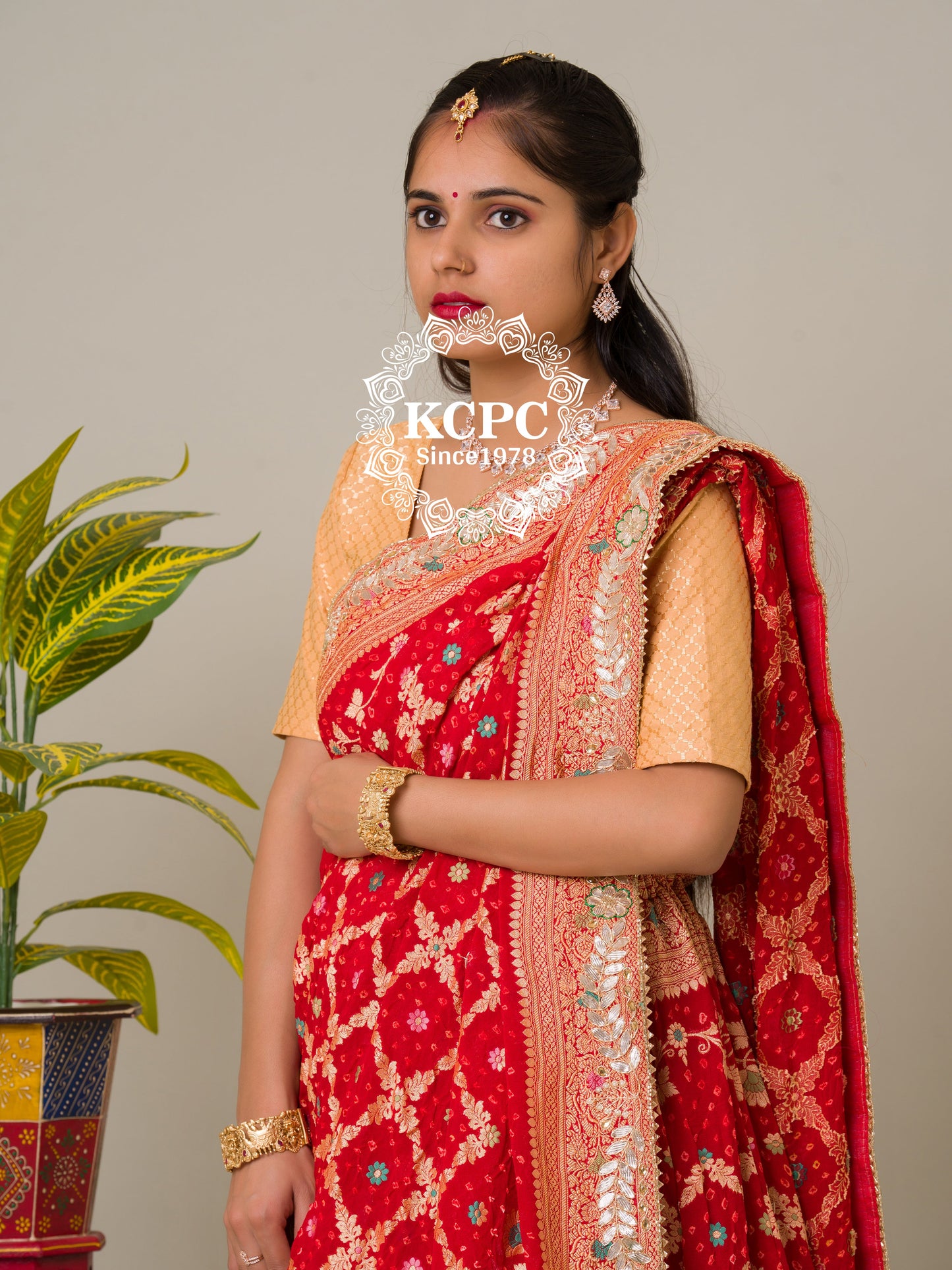 Pure Khaddi Georgette Banarasi Bandhej Ghatchola Gota Patti Lehenga,KCPC,NR