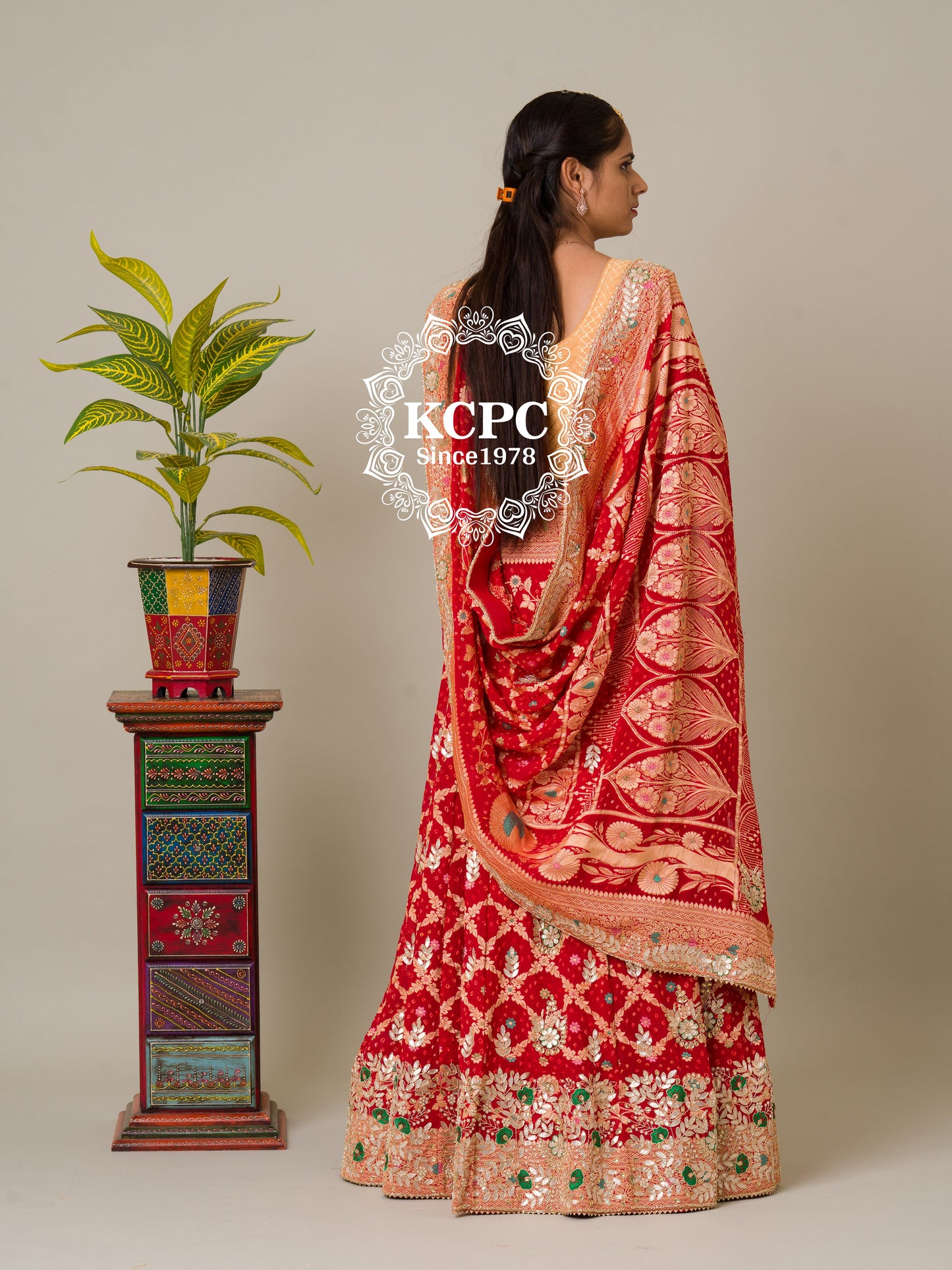 Pure Khaddi Georgette Banarasi Bandhej Ghatchola Gota Patti Lehenga,KCPC,NR