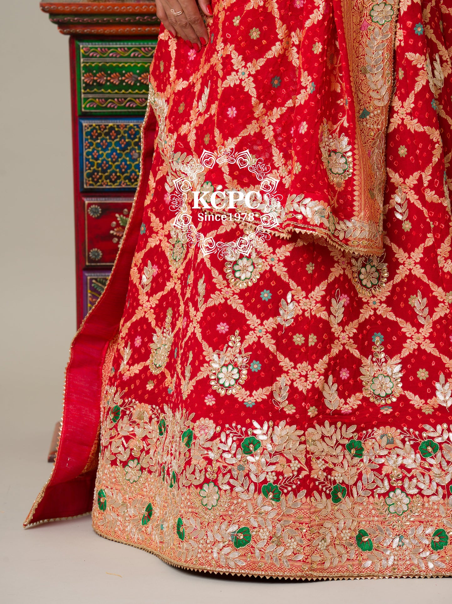 Pure Khaddi Georgette Banarasi Bandhej Ghatchola Gota Patti Lehenga,KCPC,NR