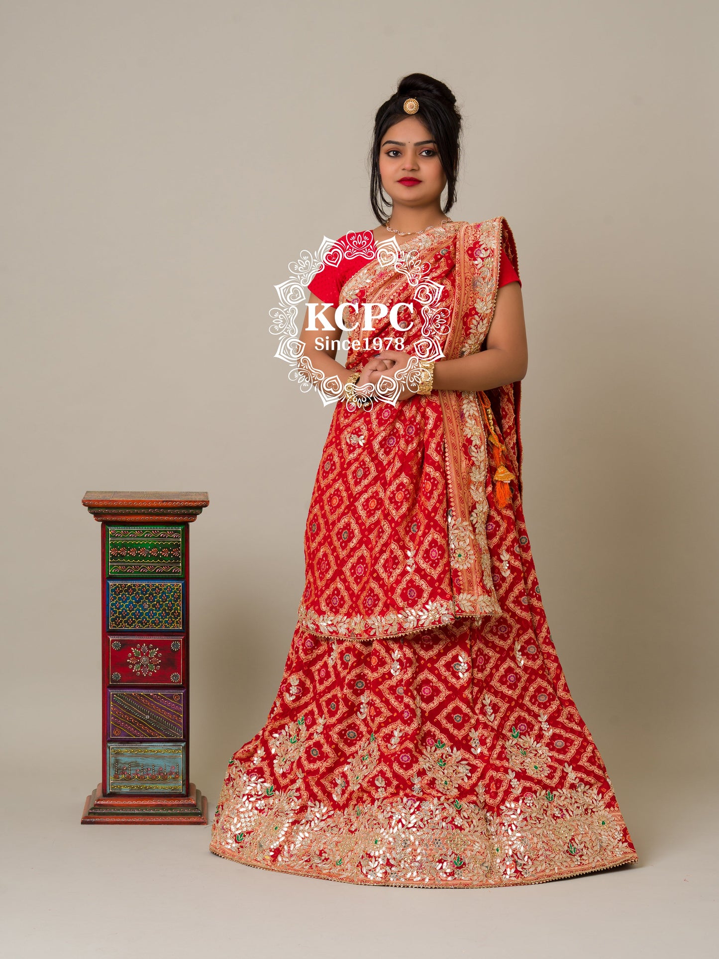 Pure Khaddi Georgette Banarasi Bandhej Ghatchola Gota Patti Lehenga,KCPC,NR