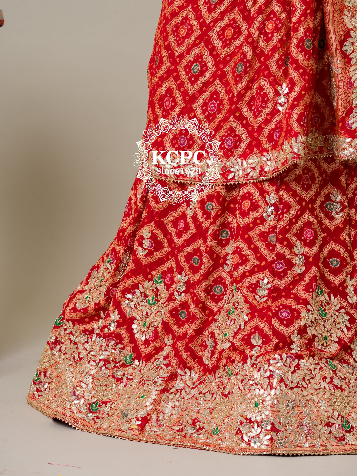 Pure Khaddi Georgette Banarasi Bandhej Ghatchola Gota Patti Lehenga,KCPC,NR