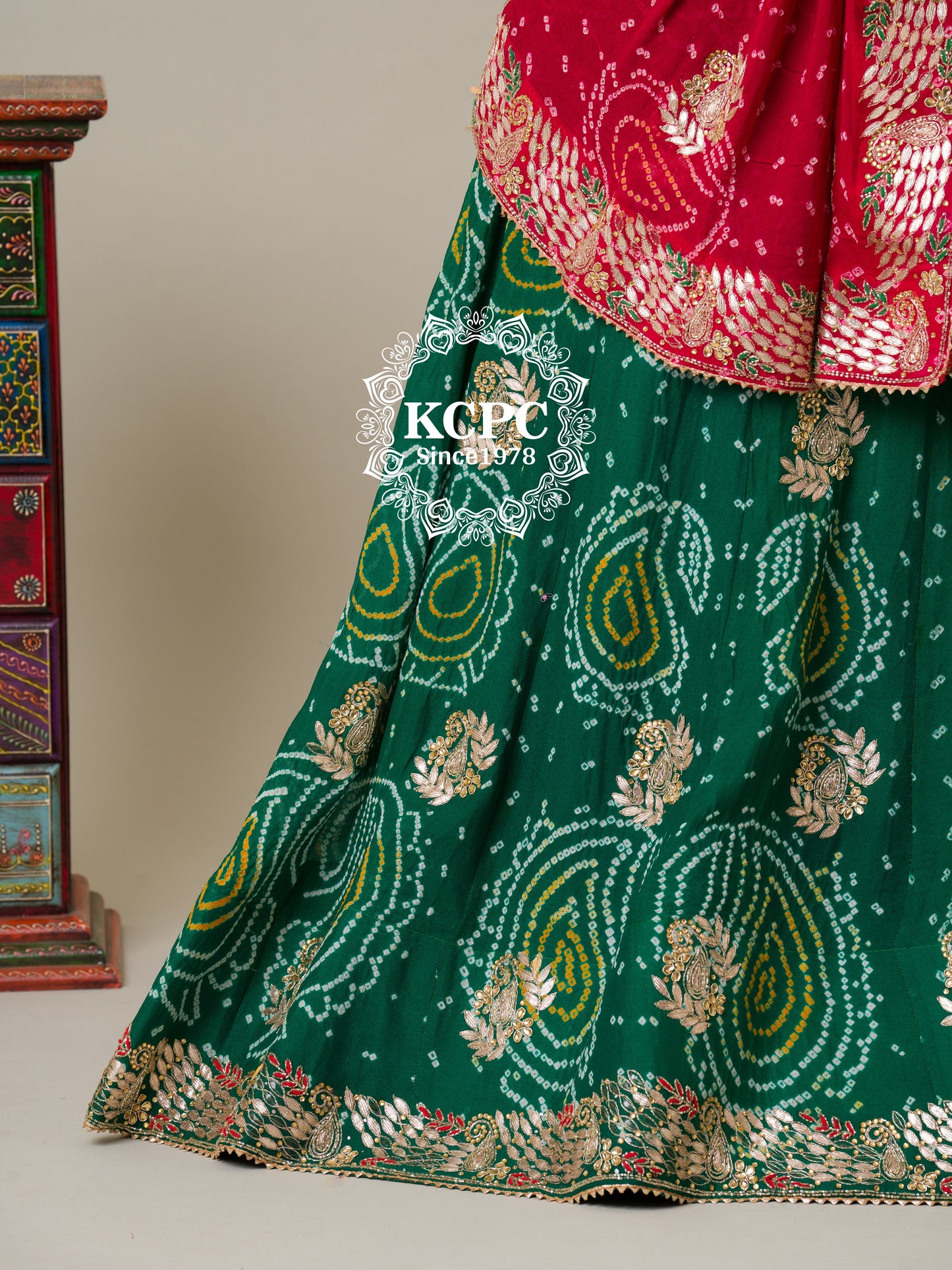 Bandhani Collection Designer Jaipuri Pure Ojariya Lehenga with Multicolour Dupatta, BIT