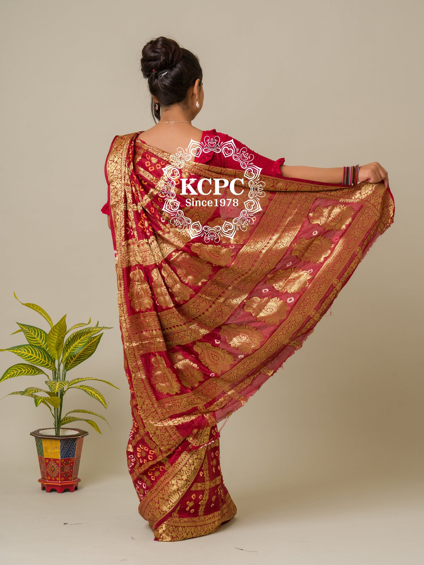 Bandhej silk gharchola Single coin saree