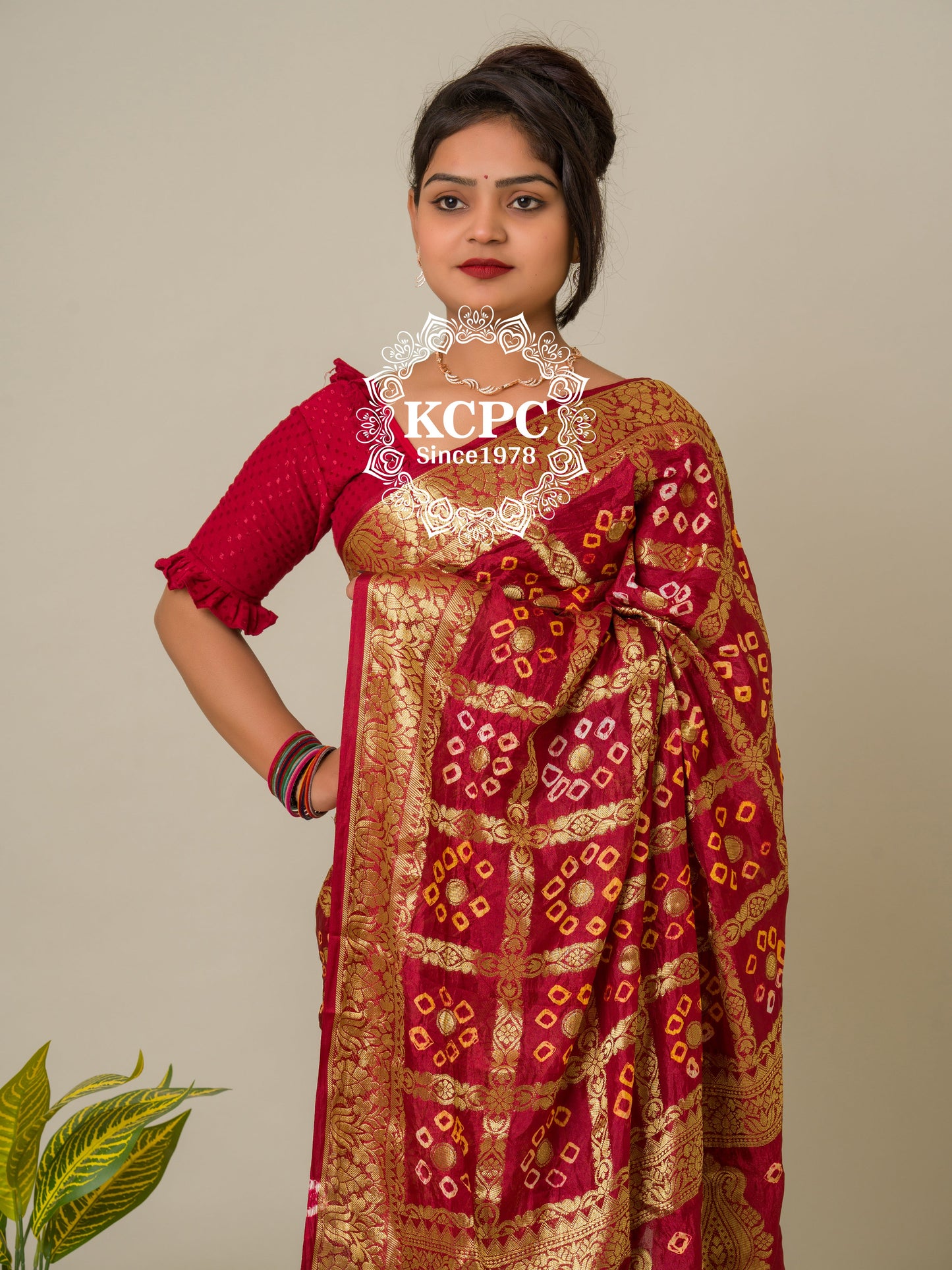 Bandhej silk gharchola Single coin saree