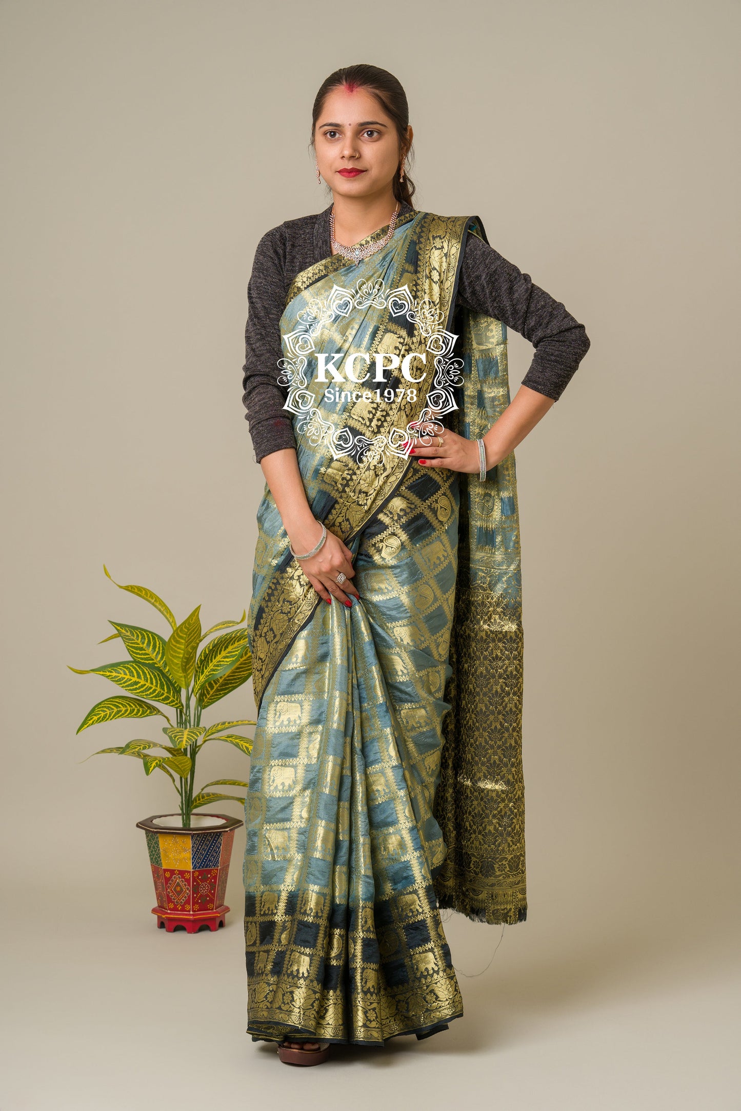 Heavy Zari Fabric Ghadchola Banarsi Silk Saree,KC,IR