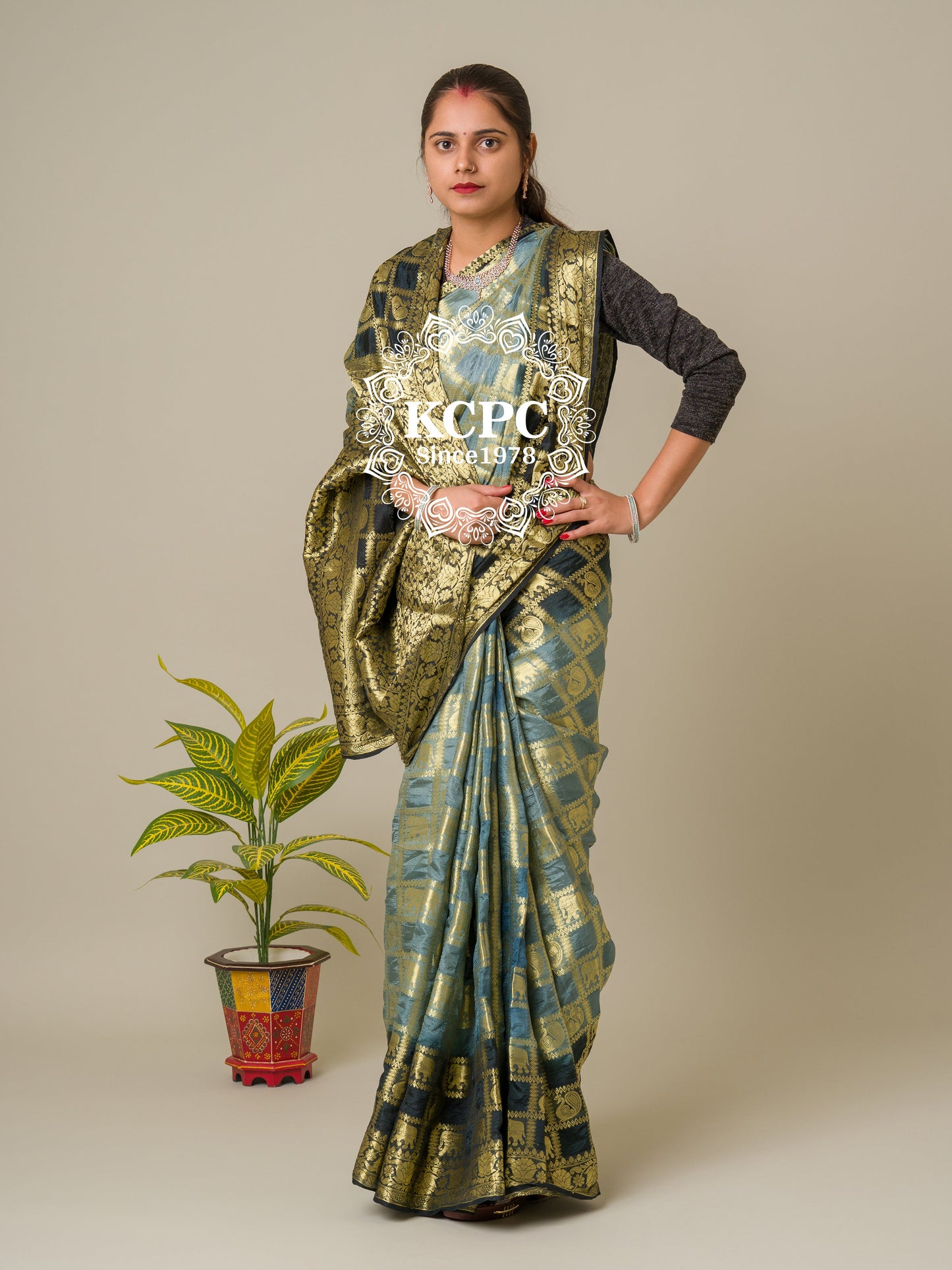 Heavy Zari Fabric Ghadchola Banarsi Silk Saree,KC,IR