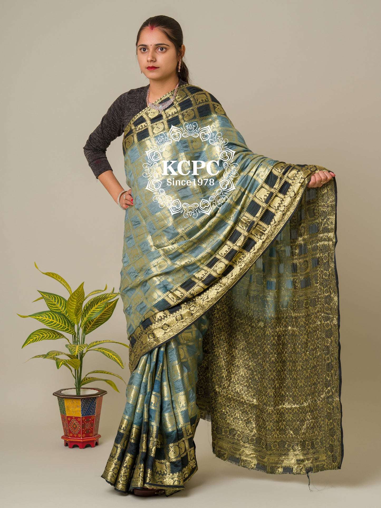 Heavy Zari Fabric Ghadchola Banarsi Silk Saree,KC,IR