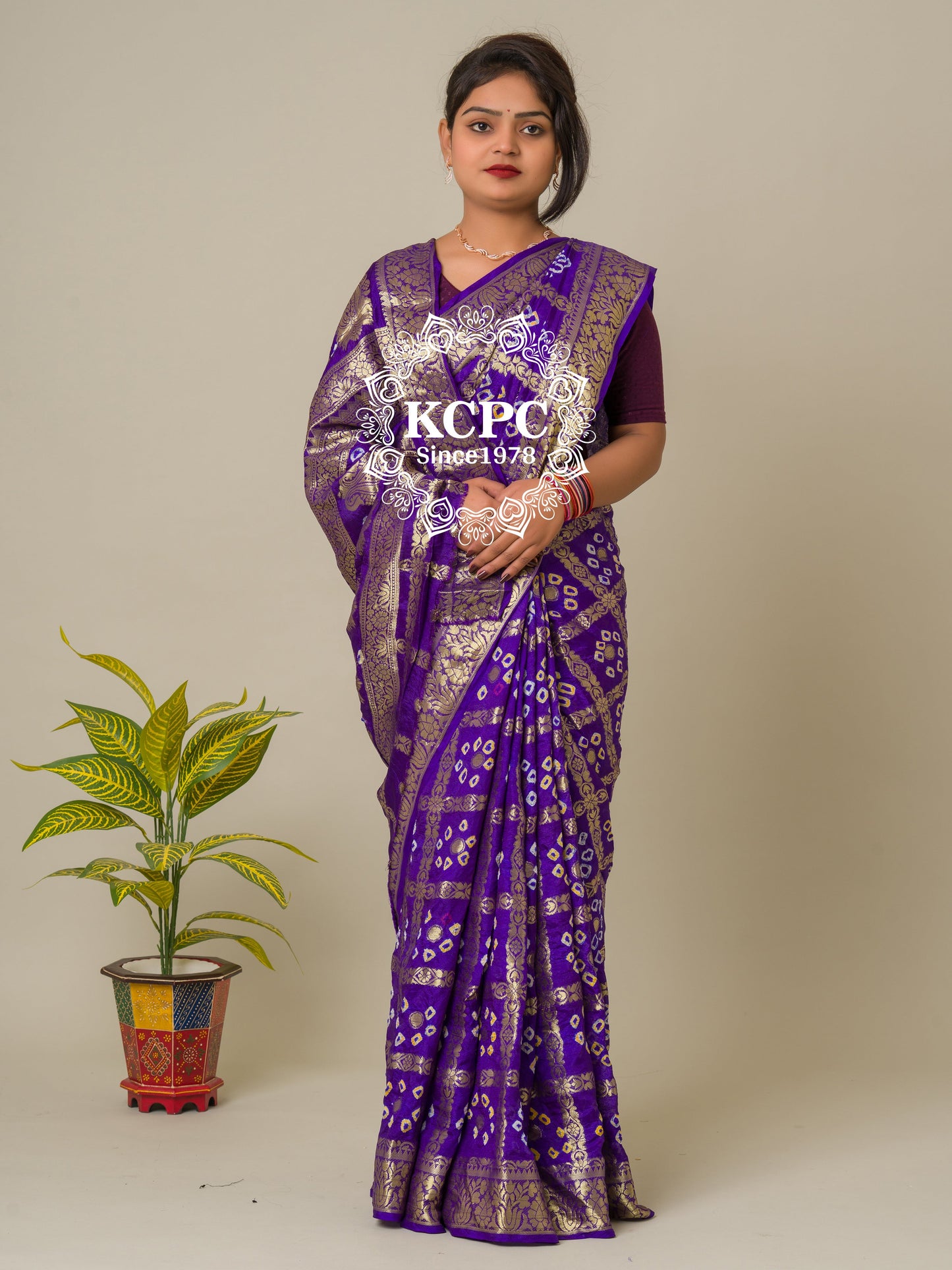 Bandhej silk gharchola Single coin saree