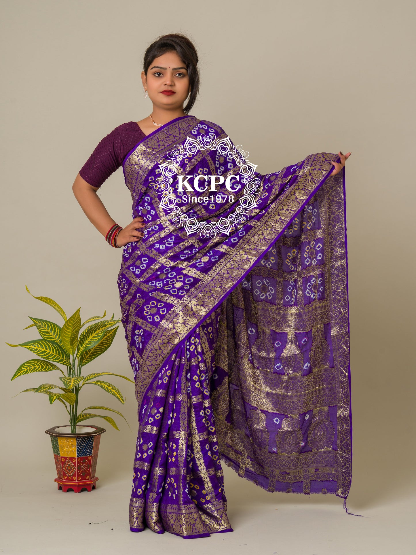 Bandhej silk gharchola Single coin saree