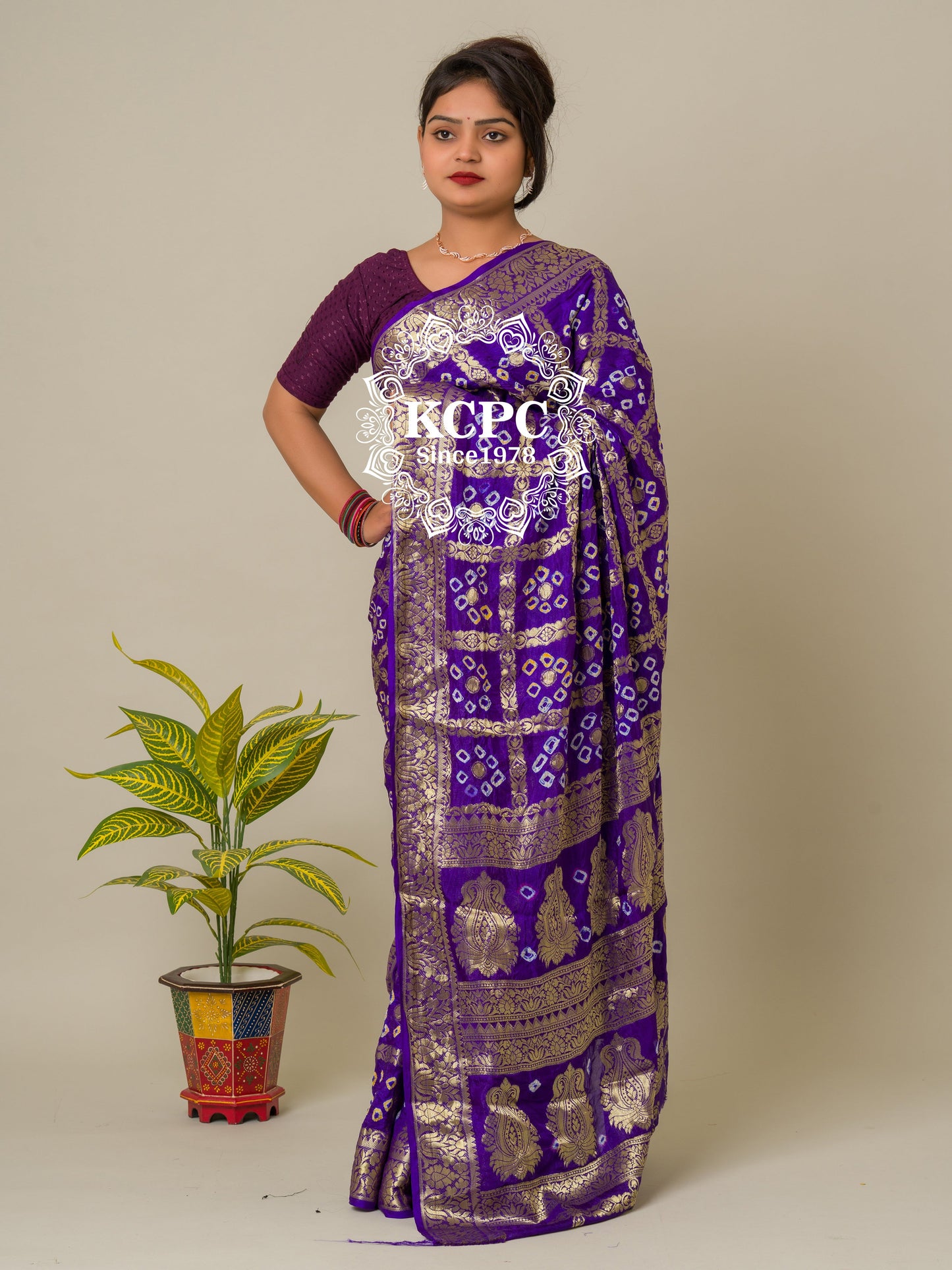 Bandhej silk gharchola Single coin saree