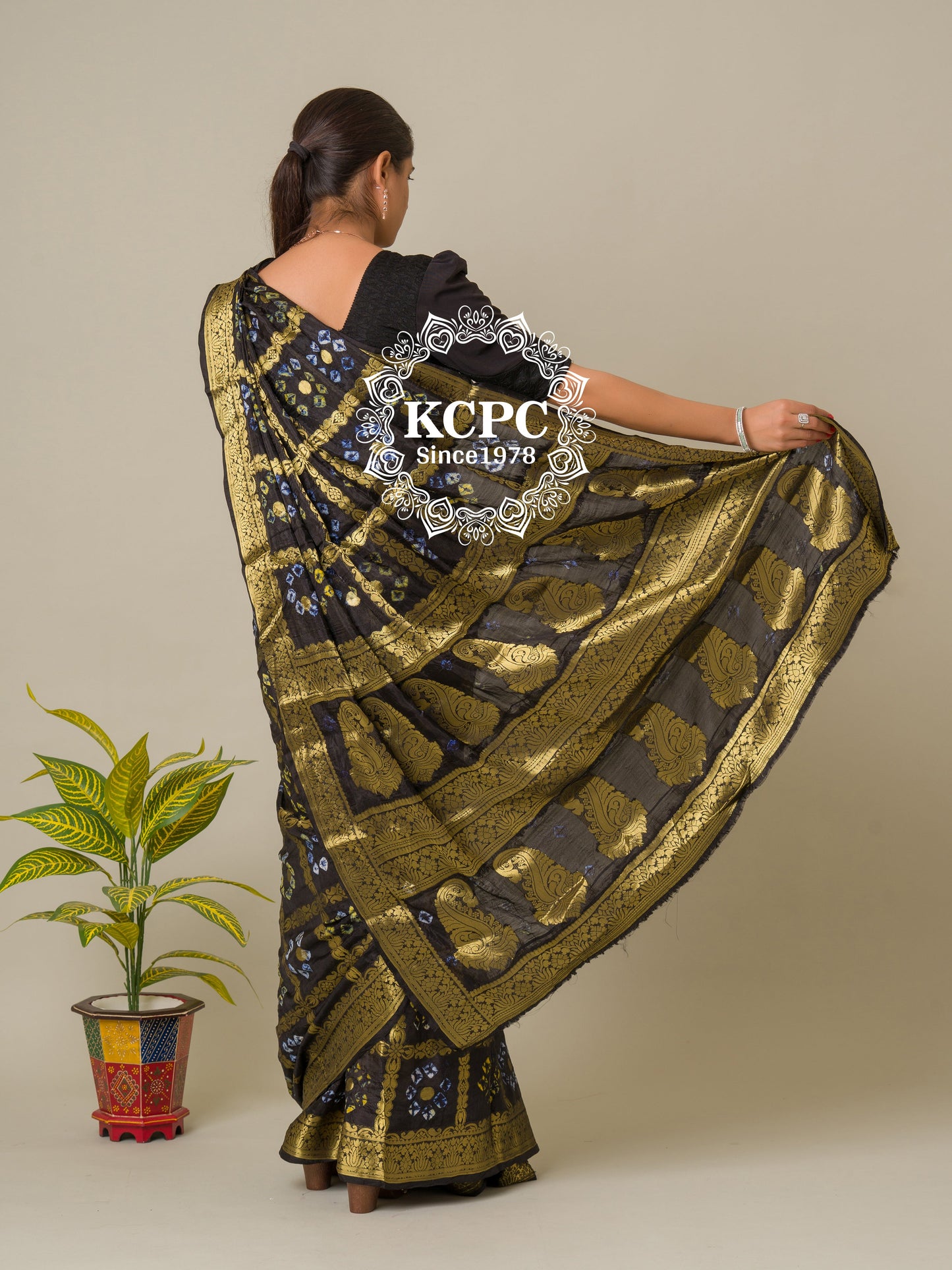 Bandhej silk gharchola Single coin saree