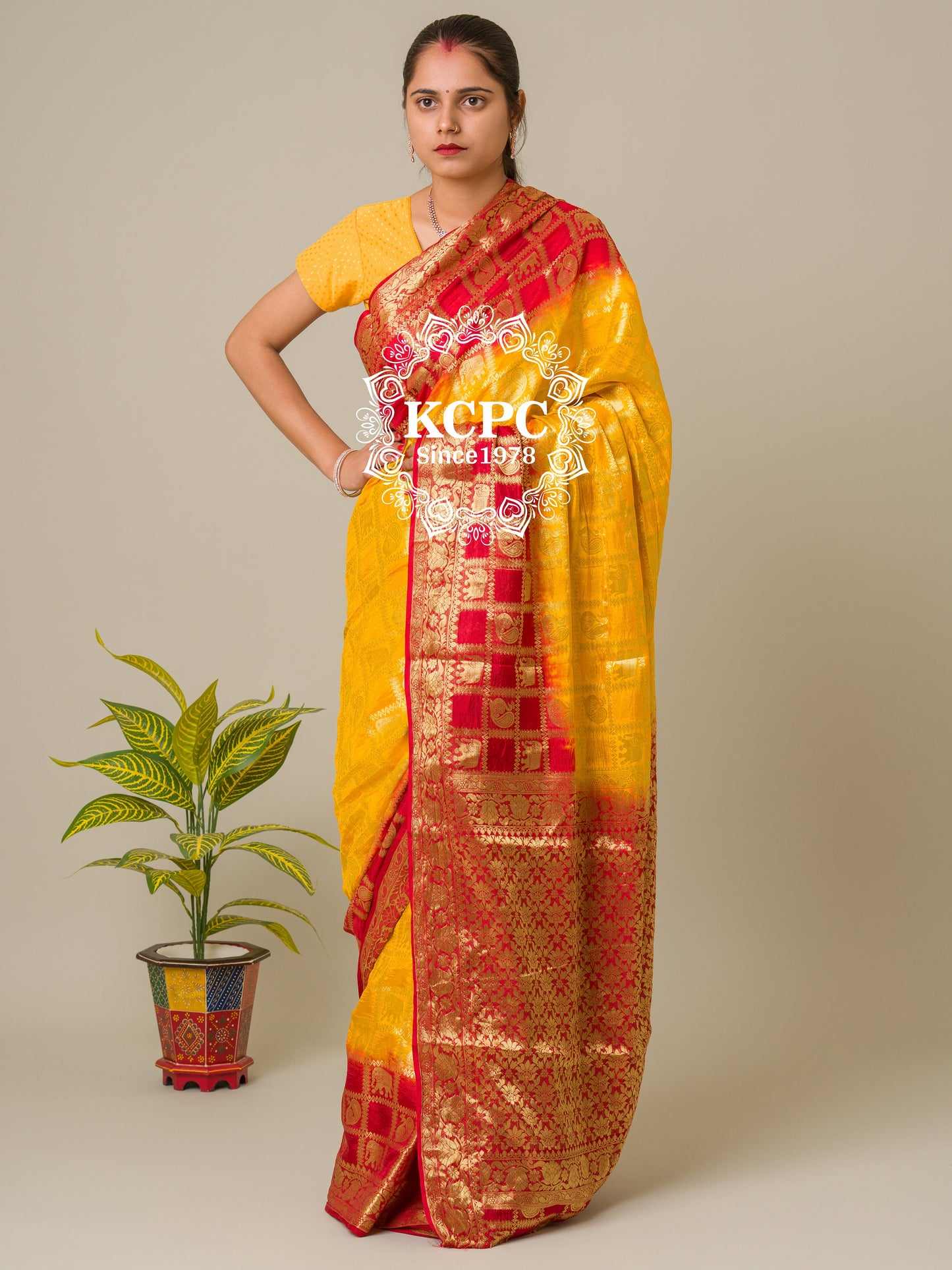 Heavy Zari Fabric Ghadchola Banarsi Silk Saree,KC,IR