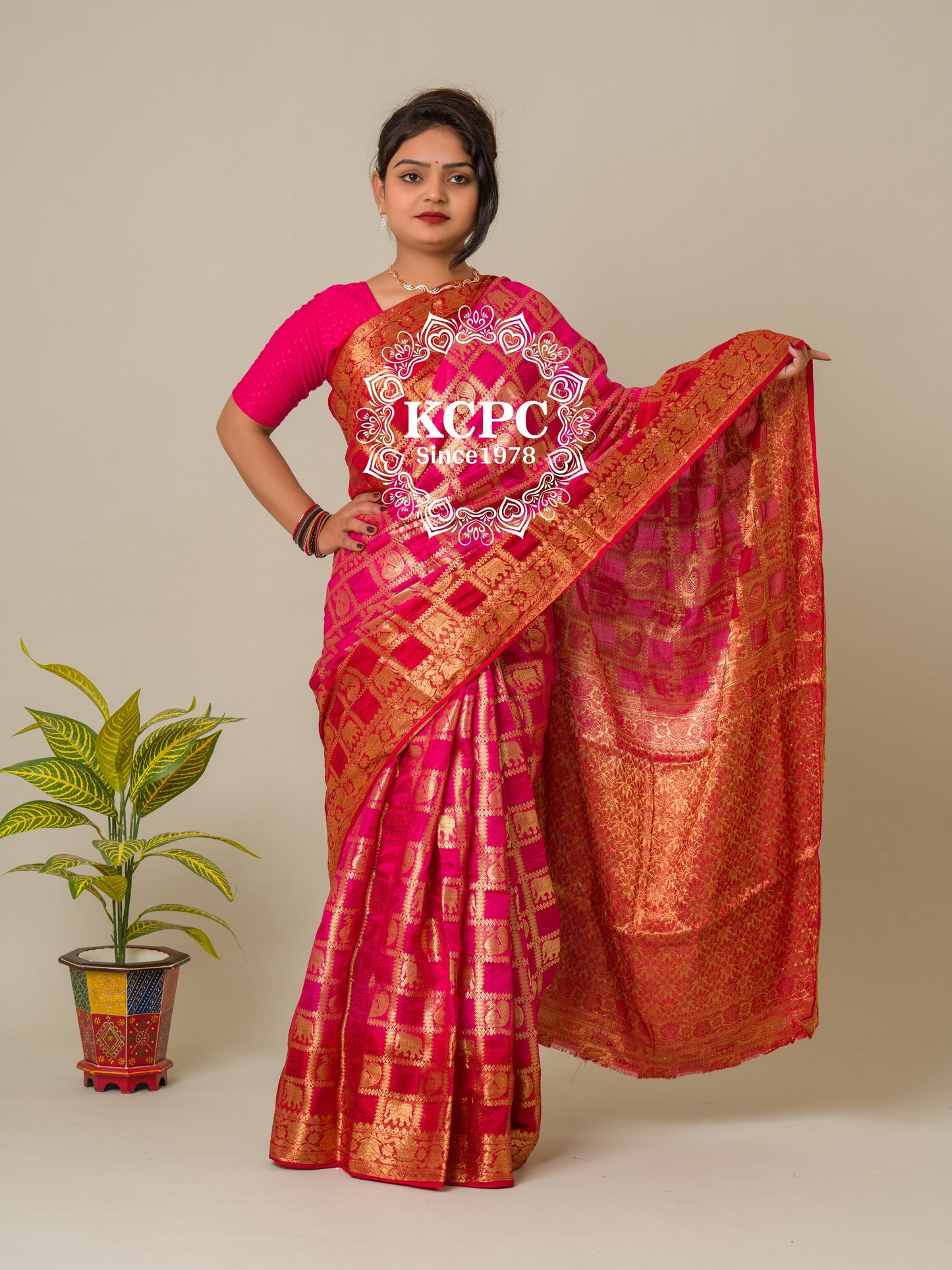 Heavy Zari Fabric Ghadchola Banarsi Silk Saree,KC,IR