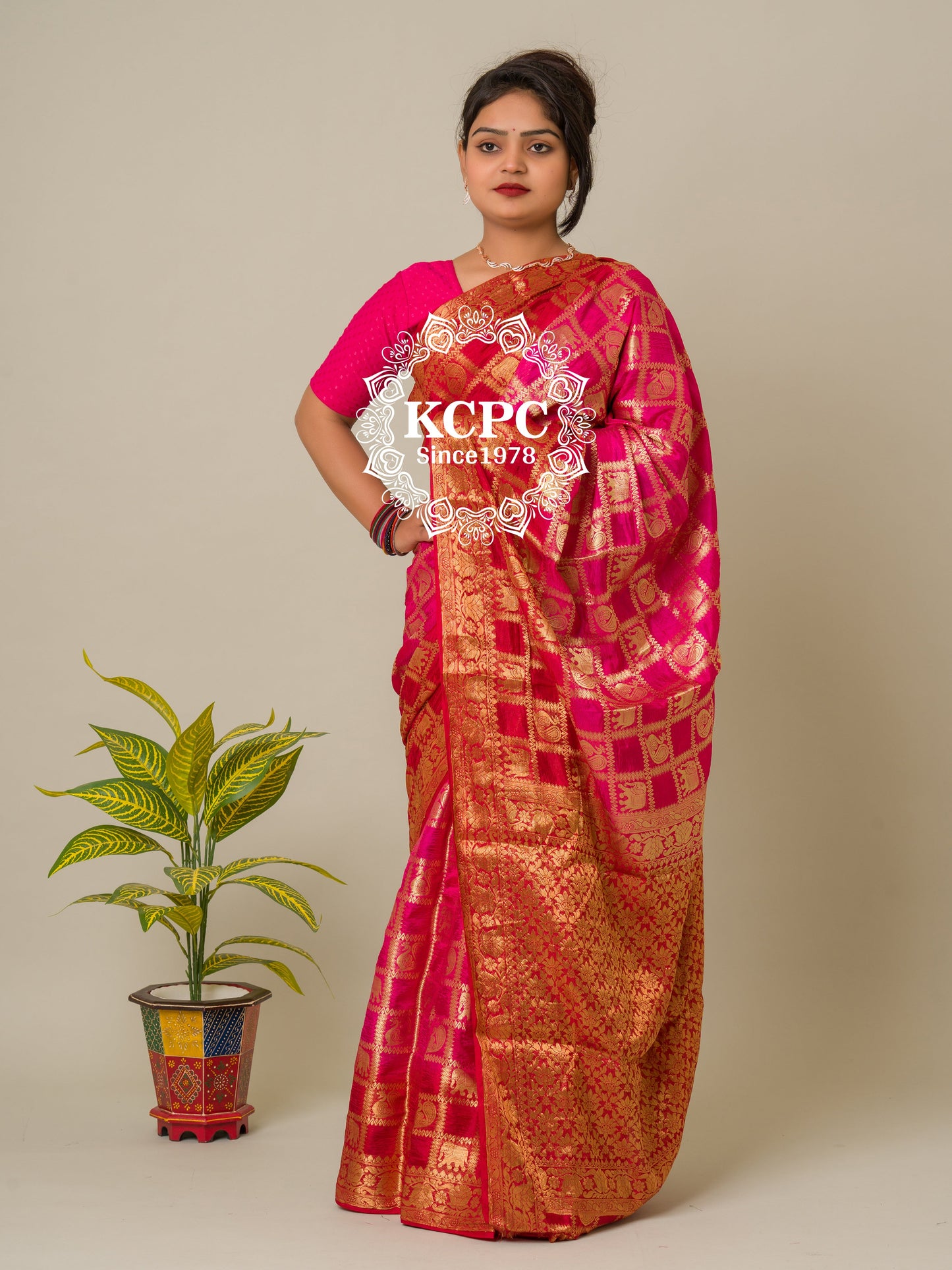 Heavy Zari Fabric Ghadchola Banarsi Silk Saree,KC,IR