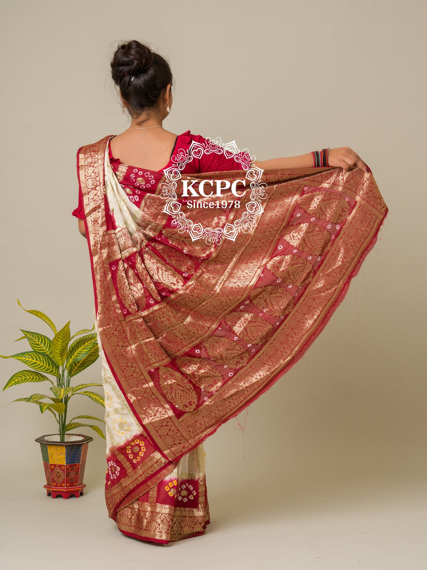 Bandhej silk gharchola Single coin saree