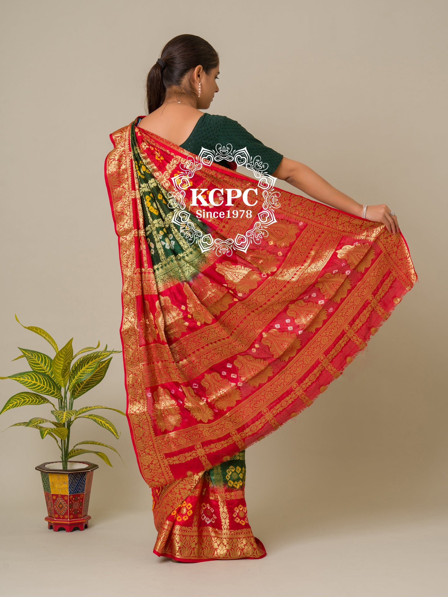 Bandhej silk gharchola Single coin saree