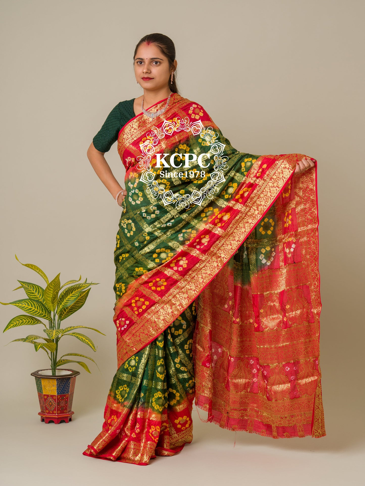 Bandhej silk gharchola Single coin saree