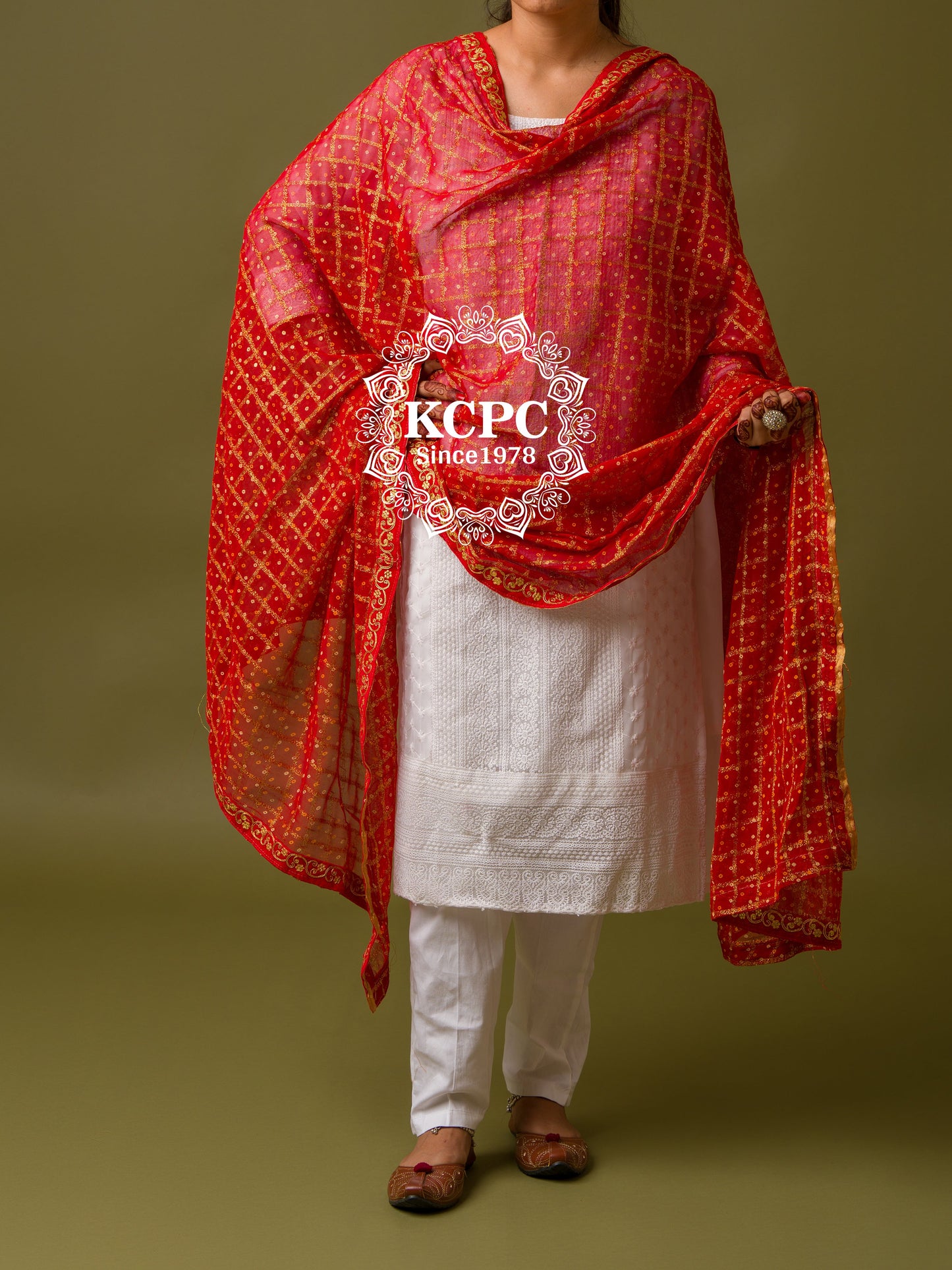 KCPC Red Bridal Dupatta