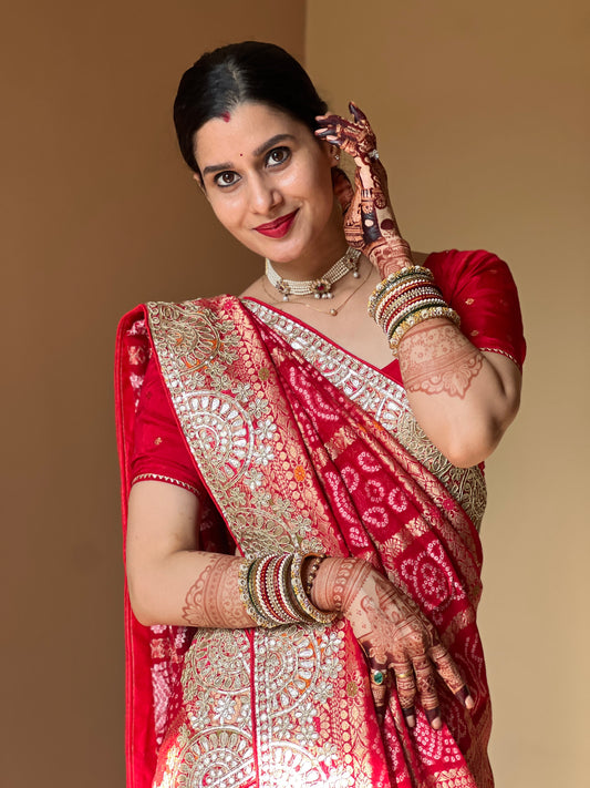 Karwachauth special Georgette bandhani saree