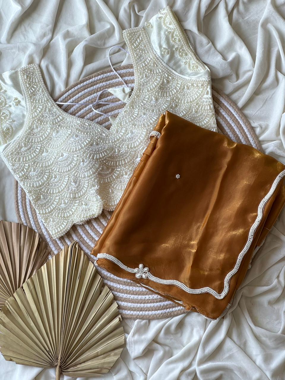 Space silk handwork saree with readymade handwork saree ♥️