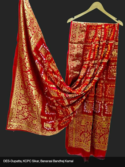 Banarasi Bandhej Gharchola Jangla Dupatta Or Kc