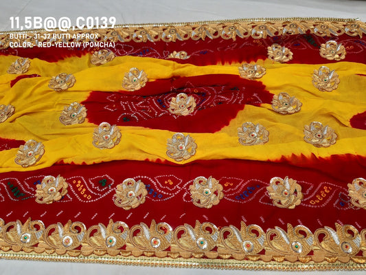 Bridal Marriage Chunri Piliya Pomcha Odhna Nr Kcpc (Pure Georgette Fabric) Pila