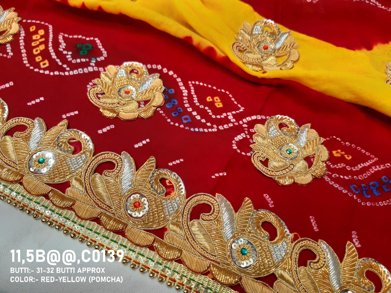 Bridal Marriage Chunri Piliya Pomcha Odhna Nr Kcpc (Pure Ojariya Fabric) Pila