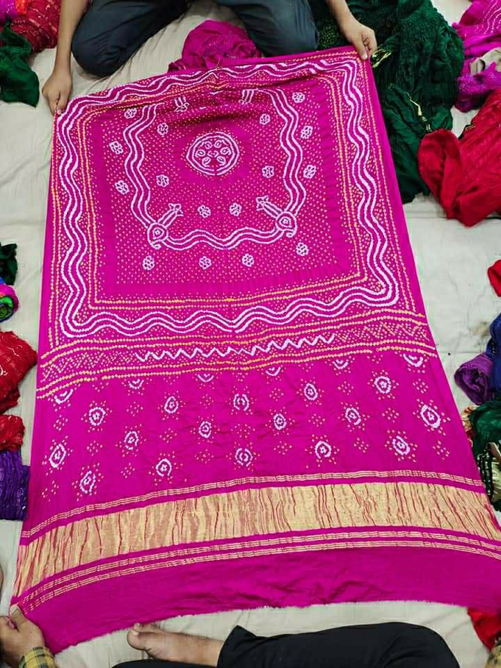 Pure Gaji Silk Bandhani Chandokhani Dupatta Rani Dupatta