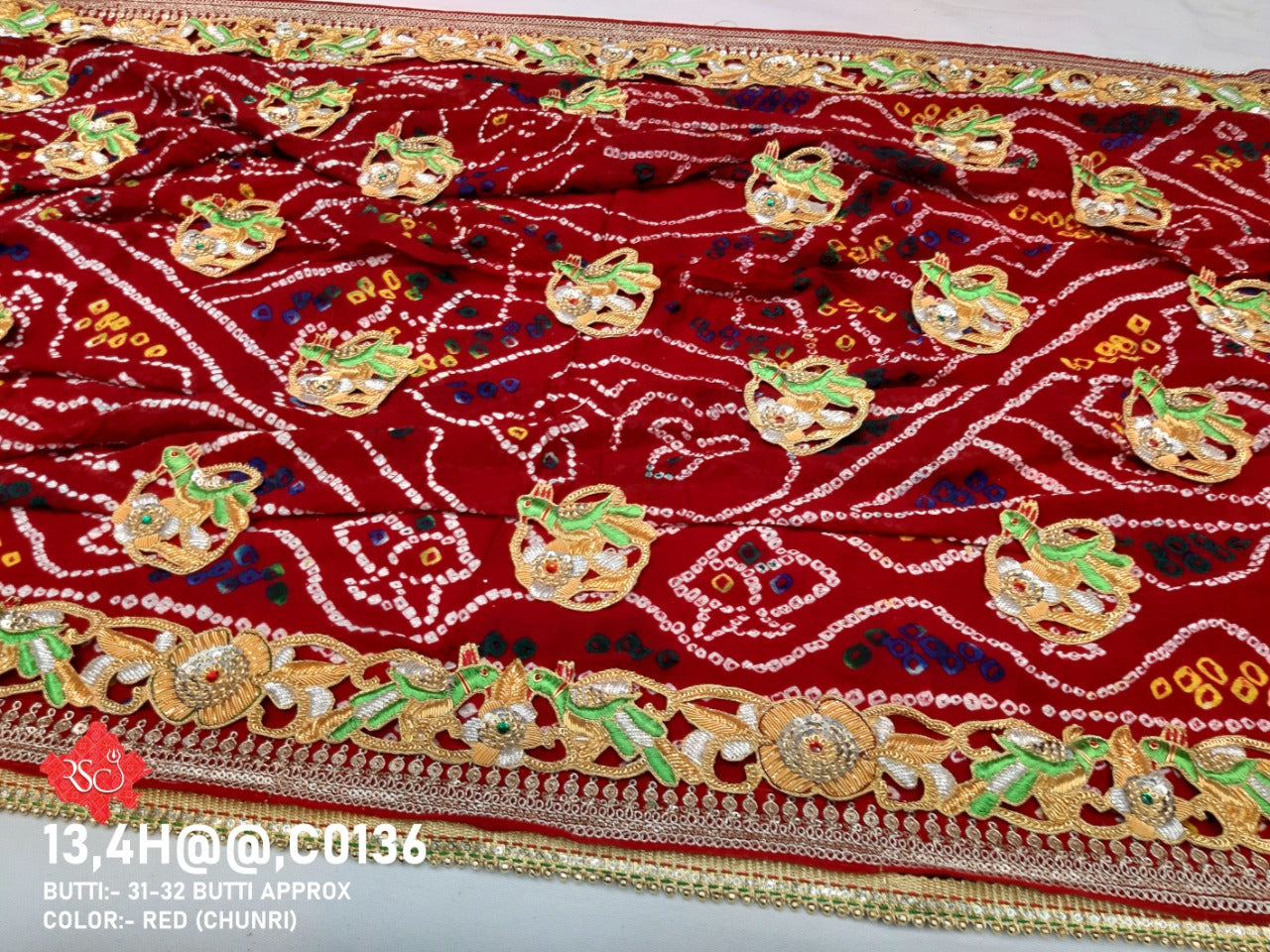 New Bandhani Heavy Belbuti Odhna Or Kc 1. Chunri (Pure Georgette Fabric) Pila