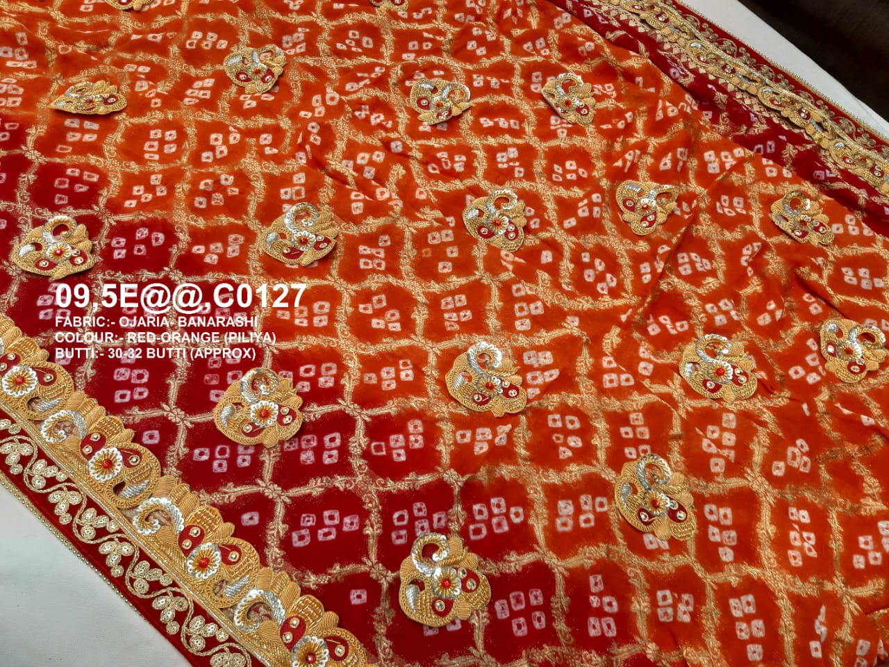 Pure Khaddi Georgette Banarasi Belbuti Odhna Marriage Chunri Or Kc Pila Chunri