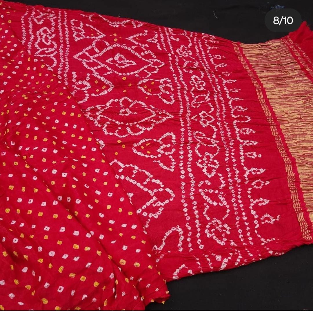 Pure Gaji Silk Rai Bandhej Ekdana Saree Gajari Saree