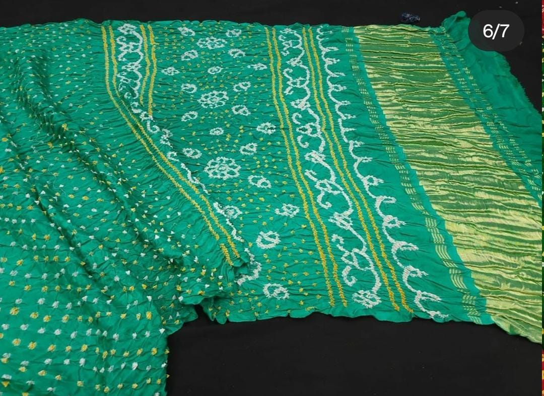 Pure Gaji Silk Rai Bandhej Ekdana Saree Dark Rama Saree